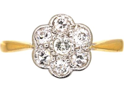 Edwardian 18ct Gold & Platinum Diamond Cluster Ring