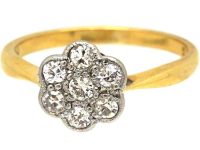 Edwardian 18ct Gold & Platinum Diamond Cluster Ring