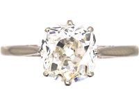Edwardian Platinum Old Mine Cut Diamond Solitaire Ring