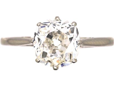 Edwardian Platinum Old Mine Cut Diamond Solitaire Ring