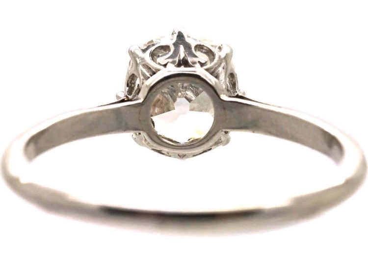 Edwardian Platinum Old Mine Cut Diamond Solitaire Ring