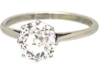 Edwardian Platinum Old Mine Cut Diamond Solitaire Ring