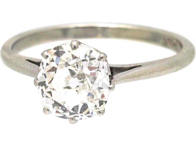 Edwardian Platinum Old Mine Cut Diamond Solitaire Ring