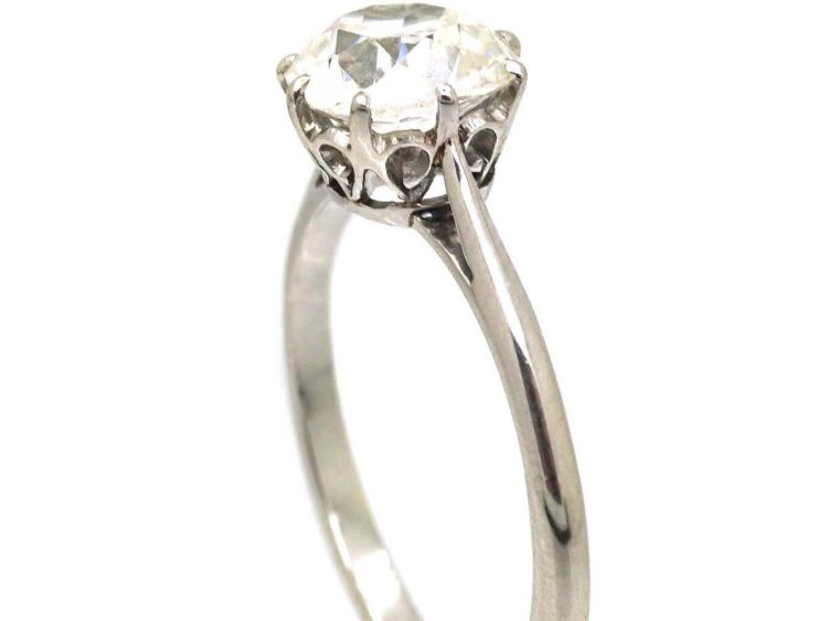 Edwardian Platinum Old Mine Cut Diamond Solitaire Ring