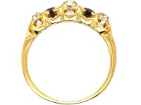Victorian 18ct Gold Five Stone Ruby & Diamond Ring