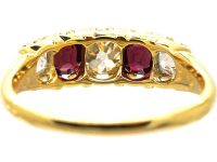 Victorian 18ct Gold Five Stone Ruby & Diamond Ring