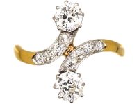 Edwardian 18ct Gold & Platinum, Diamond Crossover Ring