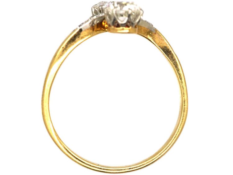 Edwardian 18ct Gold & Platinum, Diamond Crossover Ring