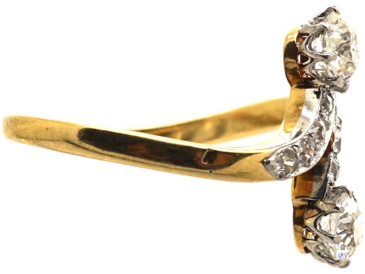 Edwardian 18ct Gold & Platinum, Diamond Crossover Ring