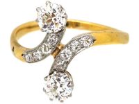 Edwardian 18ct Gold & Platinum, Diamond Crossover Ring