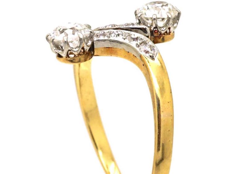 Edwardian 18ct Gold & Platinum, Diamond Crossover Ring