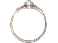 Edwardian Platinum Fancy Crossover Ring set with Diamonds