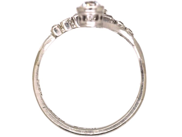 Edwardian Platinum Fancy Crossover Ring set with Diamonds