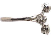Edwardian Platinum Fancy Crossover Ring set with Diamonds