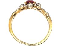 Edwardian 18ct Gold & Platinum, Ruby & Diamond Ornate Ring