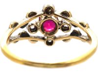 Edwardian 18ct Gold & Platinum, Ruby & Diamond Ornate Ring