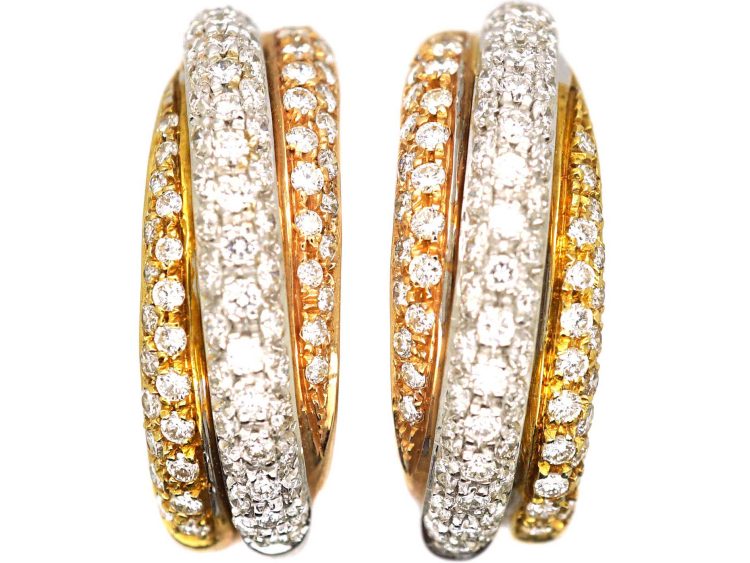 18ct Gold & Diamond Half Hoop Earrings by Leo Pizzo