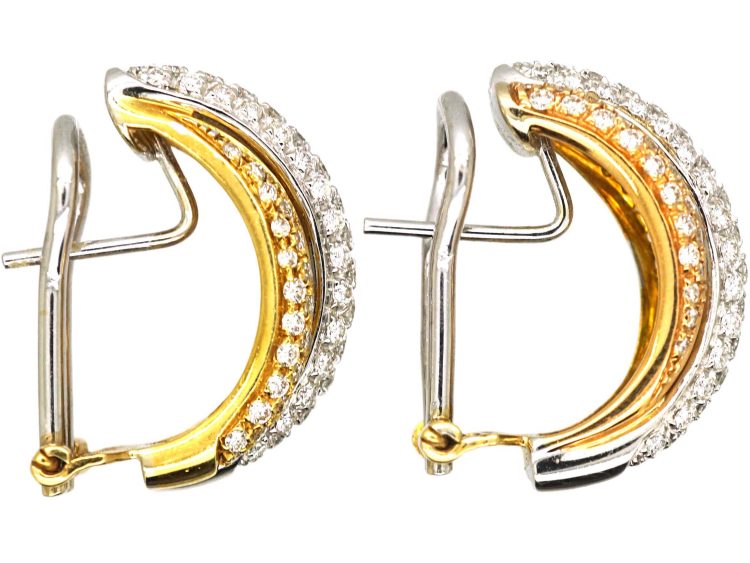 18ct Gold & Diamond Half Hoop Earrings by Leo Pizzo