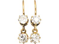 Early 20th Century 18ct Gold Two Stone Diamond Drop Earrings