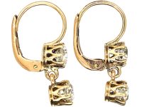 Early 20th Century 18ct Gold Two Stone Diamond Drop Earrings