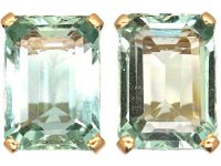 Retro 14ct Gold Clip on Earrings set with Aquamarines
