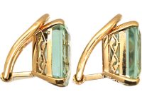 Retro 14ct Gold Clip on Earrings set with Aquamarines