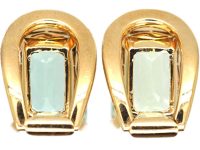 Retro 14ct Gold Clip on Earrings set with Aquamarines