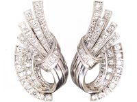 Art Deco 18ct White Gold Clip On Earrings set with Diamonds