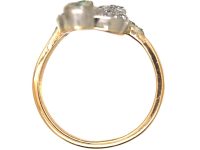 French 18ct Gold Art Nouveau Ring set with Diamonds & a Green Garnet