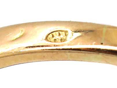 French 18ct Gold Art Nouveau Ring set with Diamonds & a Green Garnet