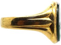 Victorian 18ct Gold Signet Ring set with a Bloodstone with Intaglio of a Bird Holding a Fish