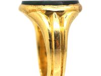 Victorian 18ct Gold Signet Ring set with a Bloodstone with Intaglio of a Bird Holding a Fish