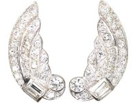 Art Deco 18ct White Gold Diamond Wing Earrings