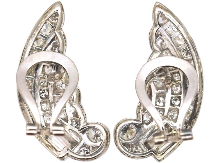 Art Deco 18ct White Gold Diamond Wing Earrings