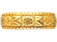 Victorian 18ct Gold Engraved Rose Blossom Ring