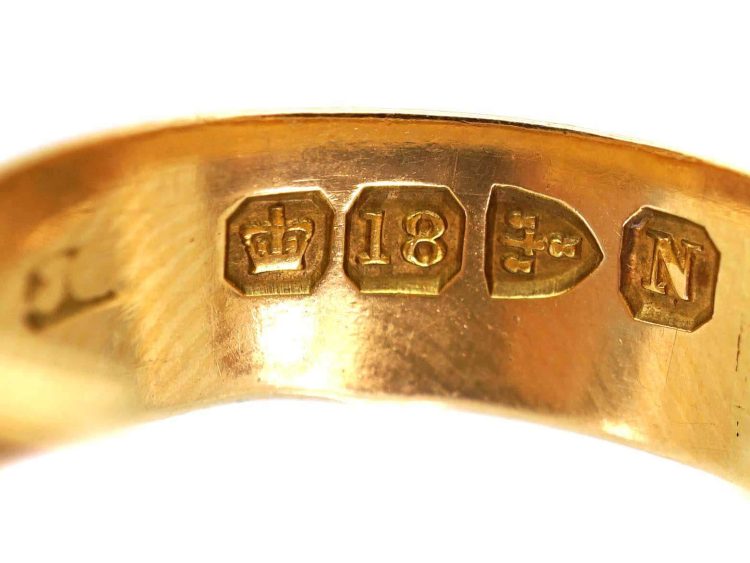 Victorian 18ct Gold & Diamond Buckle Ring with Hinged Locket Spelling Charley