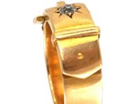 Victorian 18ct Gold & Diamond Buckle Ring with Hinged Locket Spelling Charley