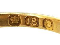 Edwardian 18ct Gold Boat Shaped Ring set with Sapphires & Rose Diamonds