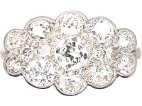 Edwardian Platinum Diamond Fancy Cluster Ring