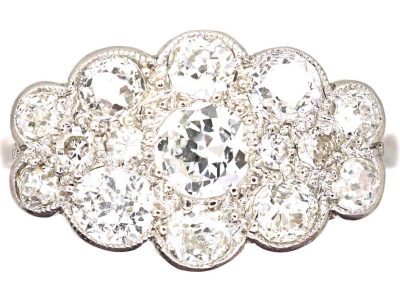 Edwardian Platinum Diamond Fancy Cluster Ring