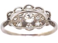 Edwardian Platinum Diamond Fancy Cluster Ring