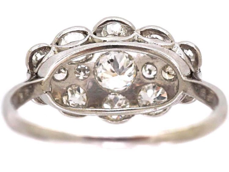 Edwardian Platinum Diamond Fancy Cluster Ring