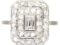 Art Deco Platinum, Rectangular Diamond Ring