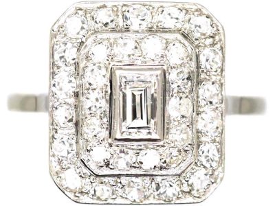 Art Deco Platinum, Rectangular Diamond Ring