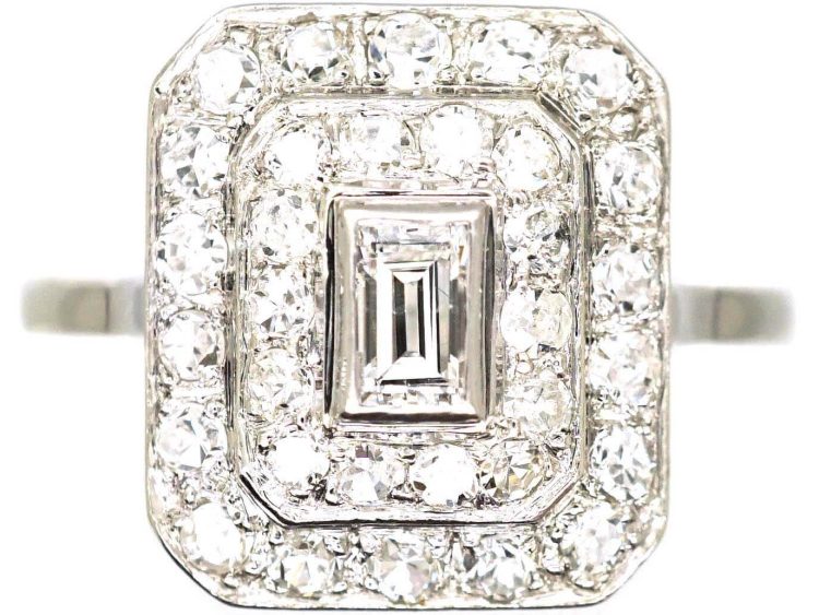 Art Deco Platinum, Rectangular Diamond Ring