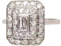 Art Deco Platinum, Rectangular Diamond Ring