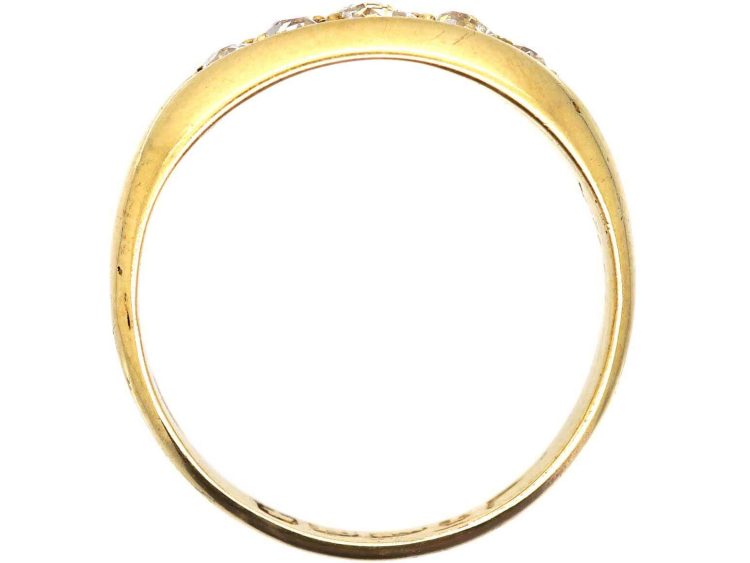 Victorian 18ct Gold Boat Shaped Ring set with Five Diamonds
