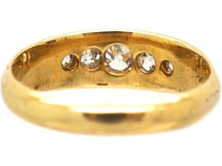 Victorian 18ct Gold Boat Shaped Ring set with Five Diamonds