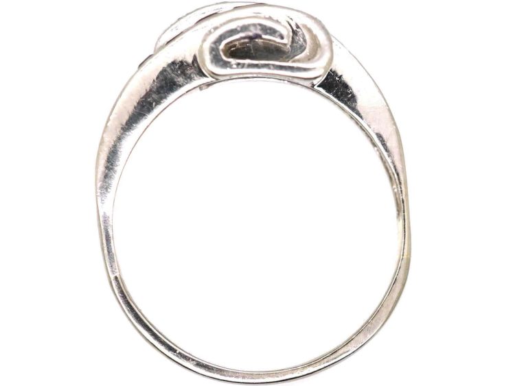 Art Deco Platinum Fancy Crossover Ring set with Diamonds & Rubies