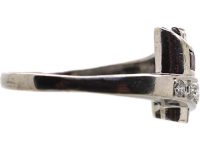 Art Deco Platinum Fancy Crossover Ring set with Diamonds & Rubies